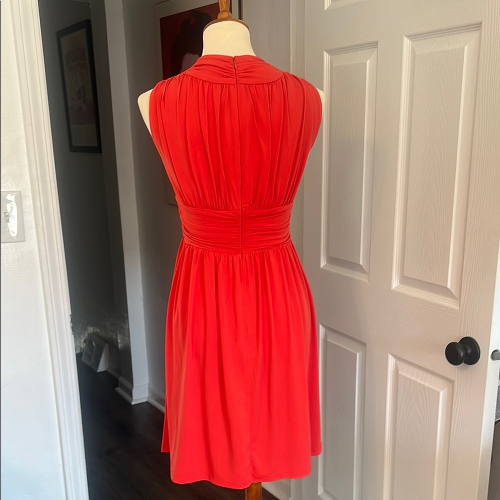 Boston Proper Orange-Red Ruched Dress - Picture 4 of 10